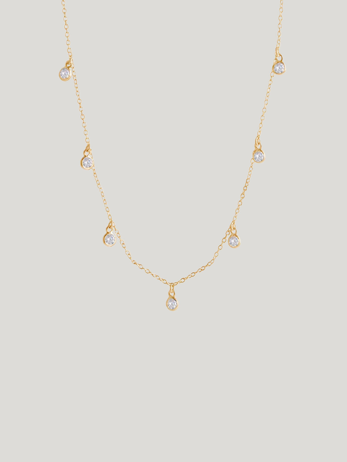 CZ Bezel Scatt Drop Necklace