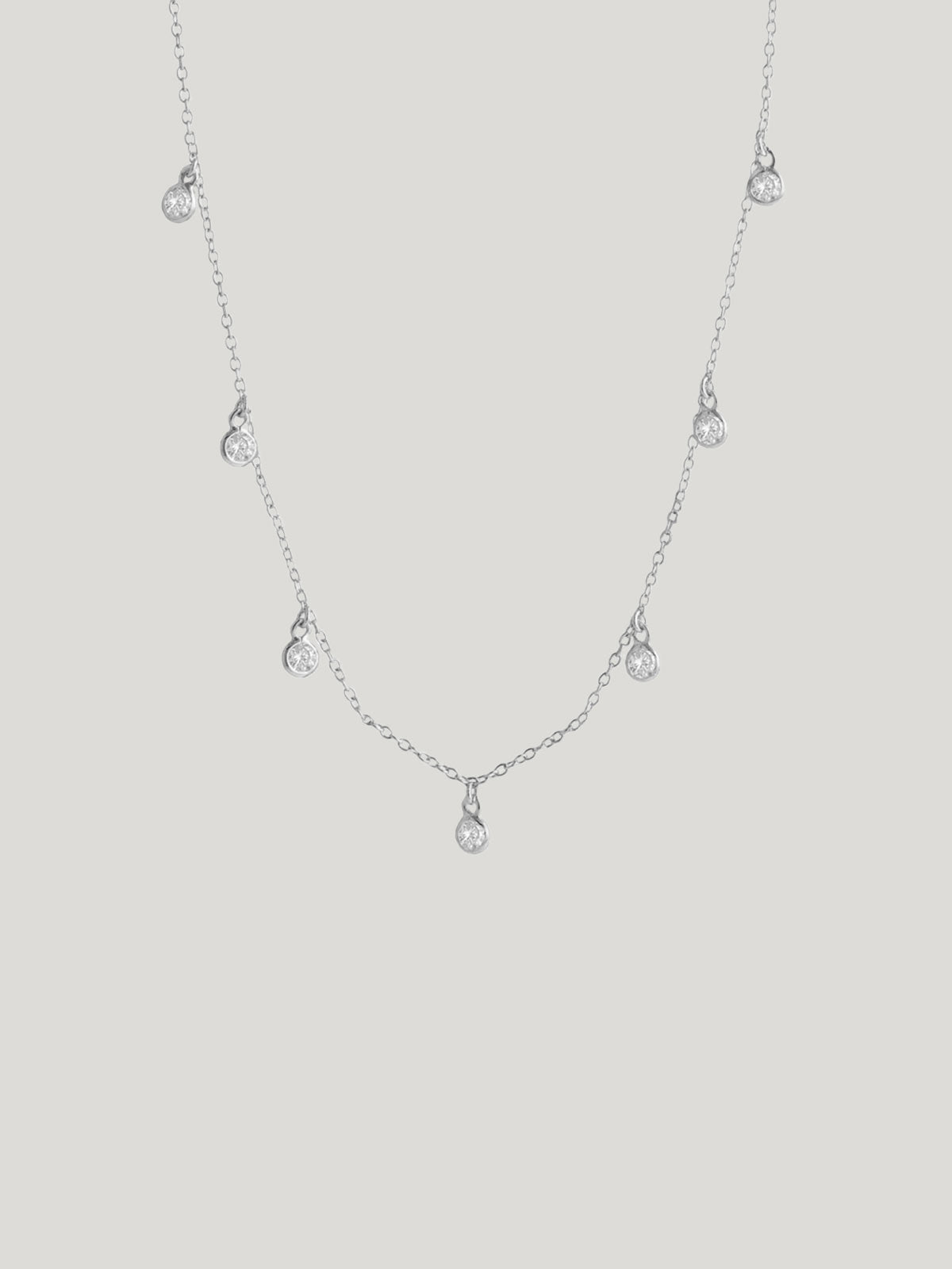 CZ Bezel Scatt Drop Necklace
