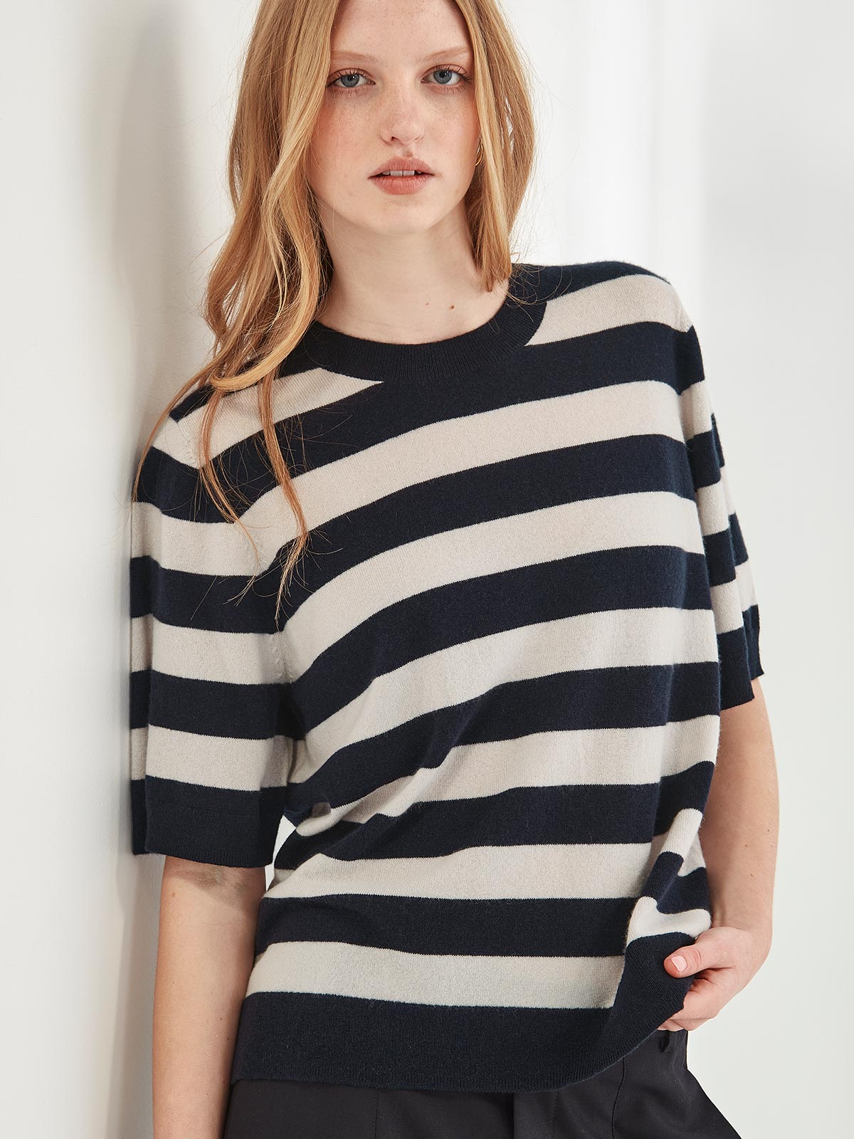 Emi Striped Cashmere Tee