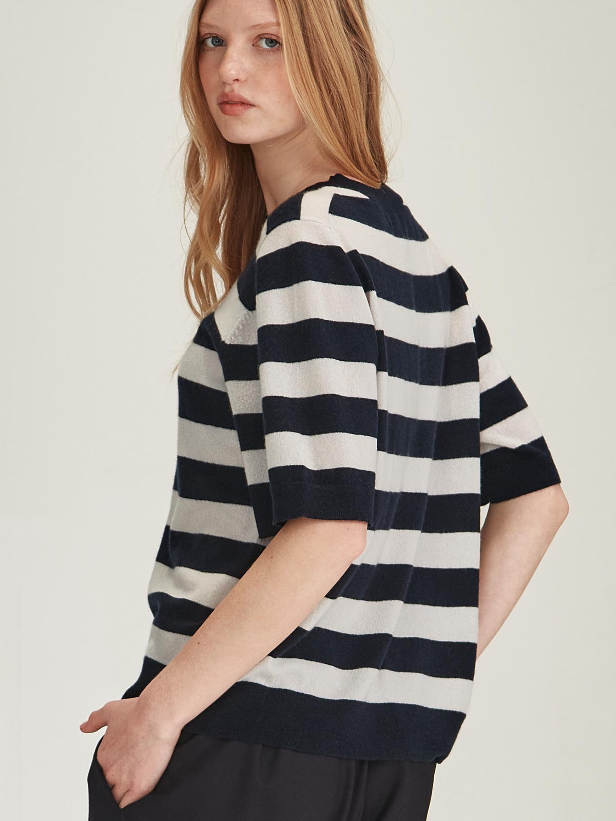 Emi Striped Cashmere Tee