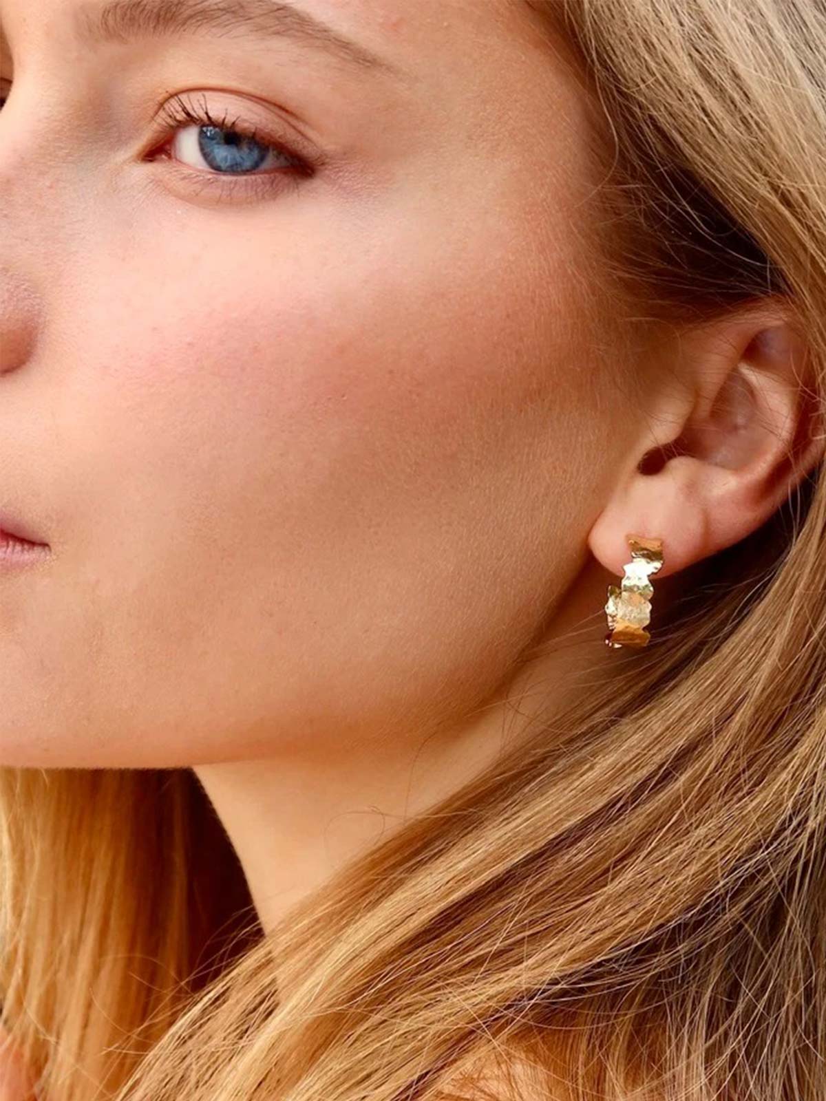 Hammered Chunky Gold Hoops