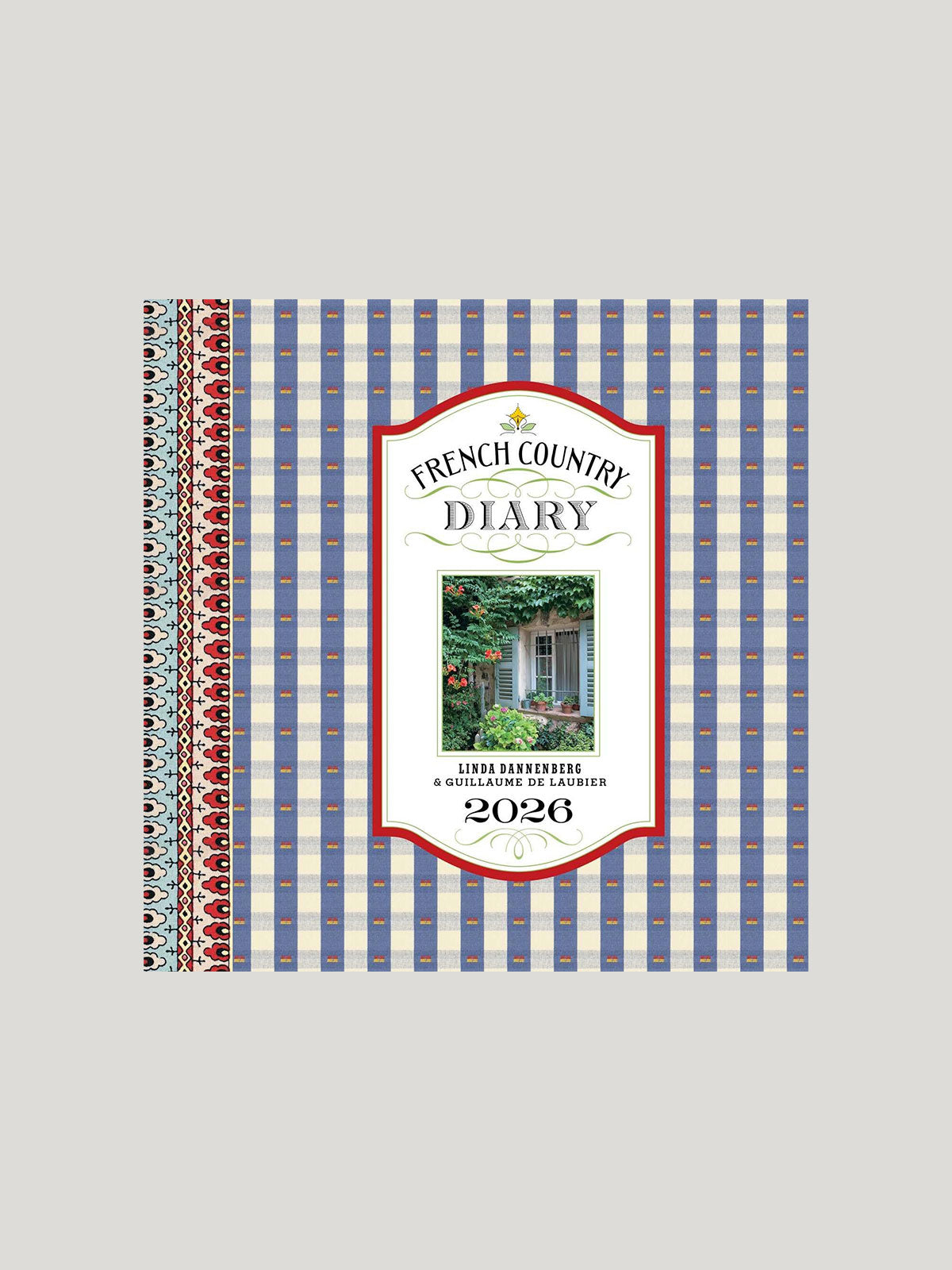 2026 French Country Diary with striped cover on a gray background