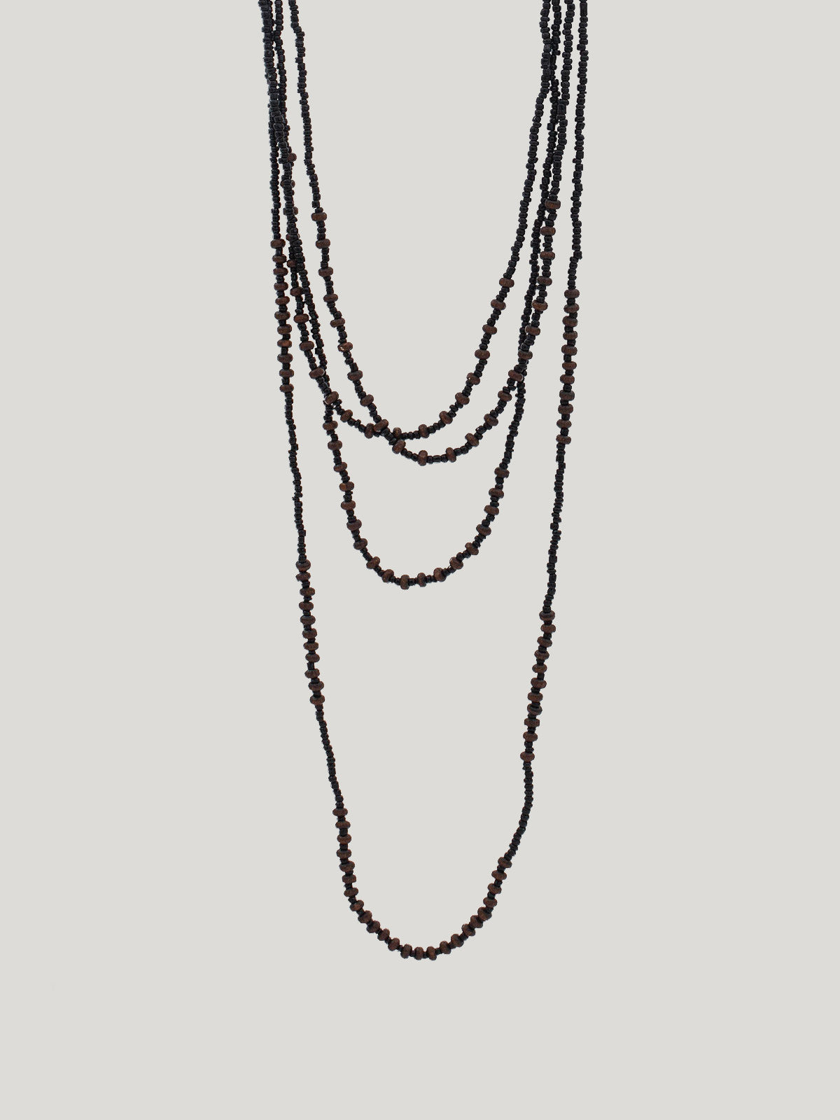 3 Strand Necklace w Wood Beads