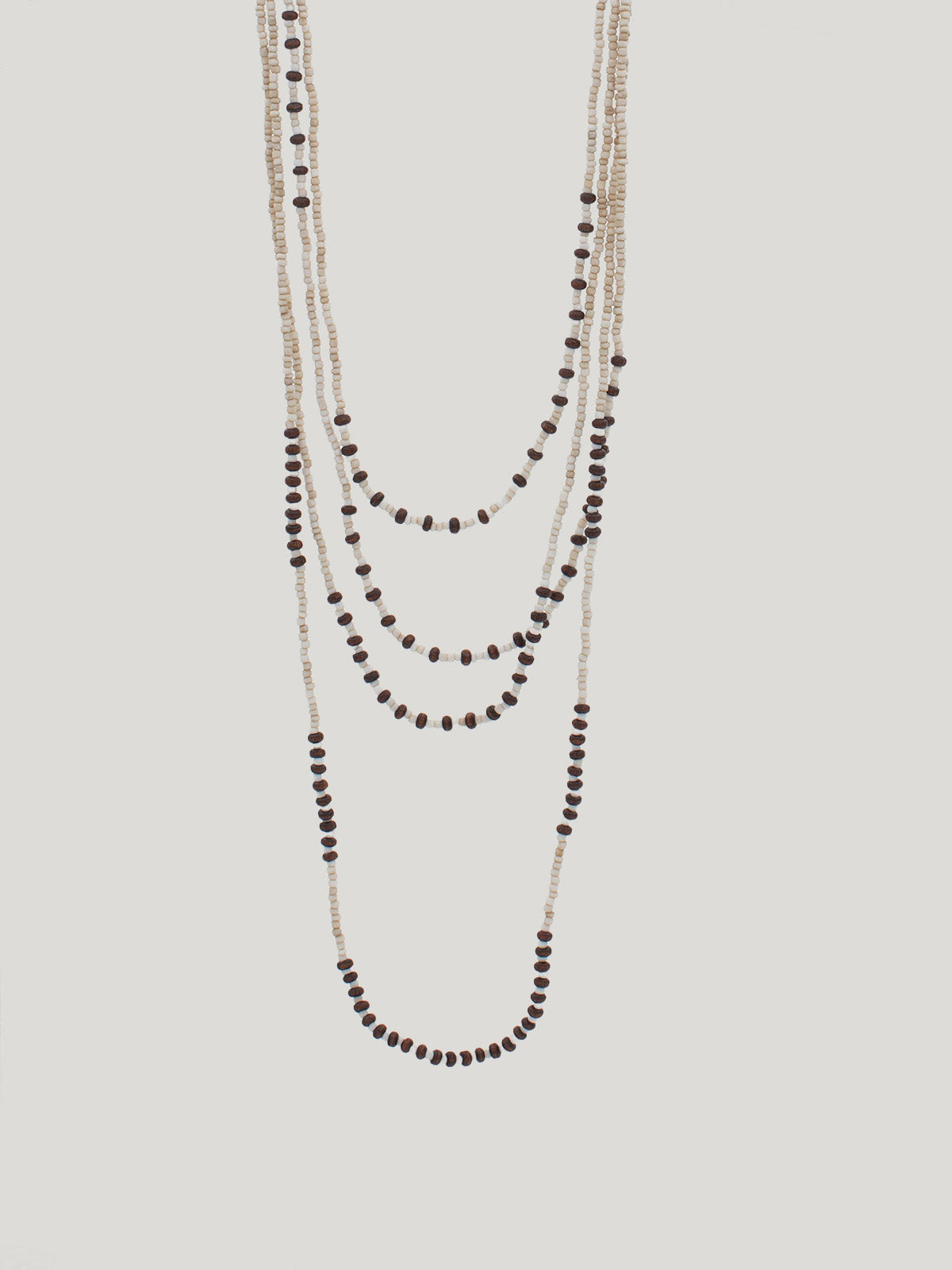 3 Strand Necklace w Wood Beads