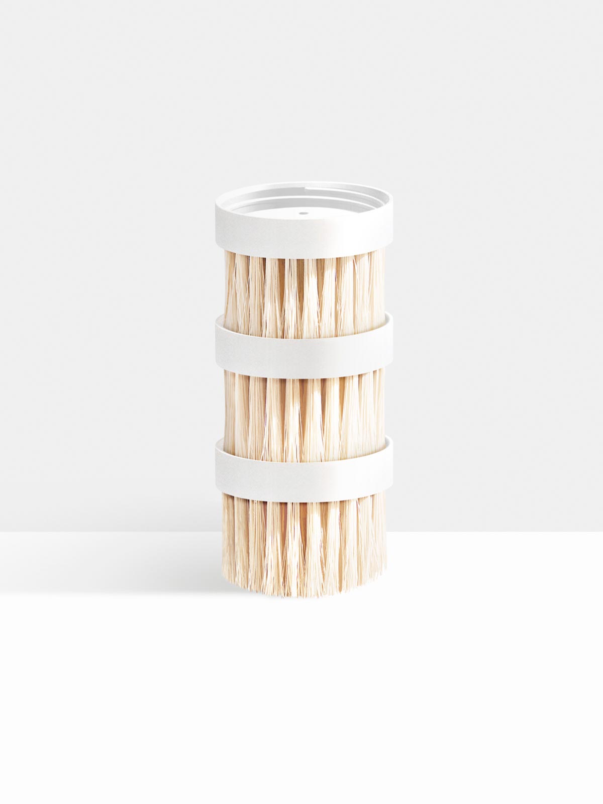 The One Brush V2 Replacement Heads by Yeseco - Pack of 3 white natural sisal fibre brush heads stacked, compatible with The One Brush V2 Magnetic and V2 Suction dish brush system.