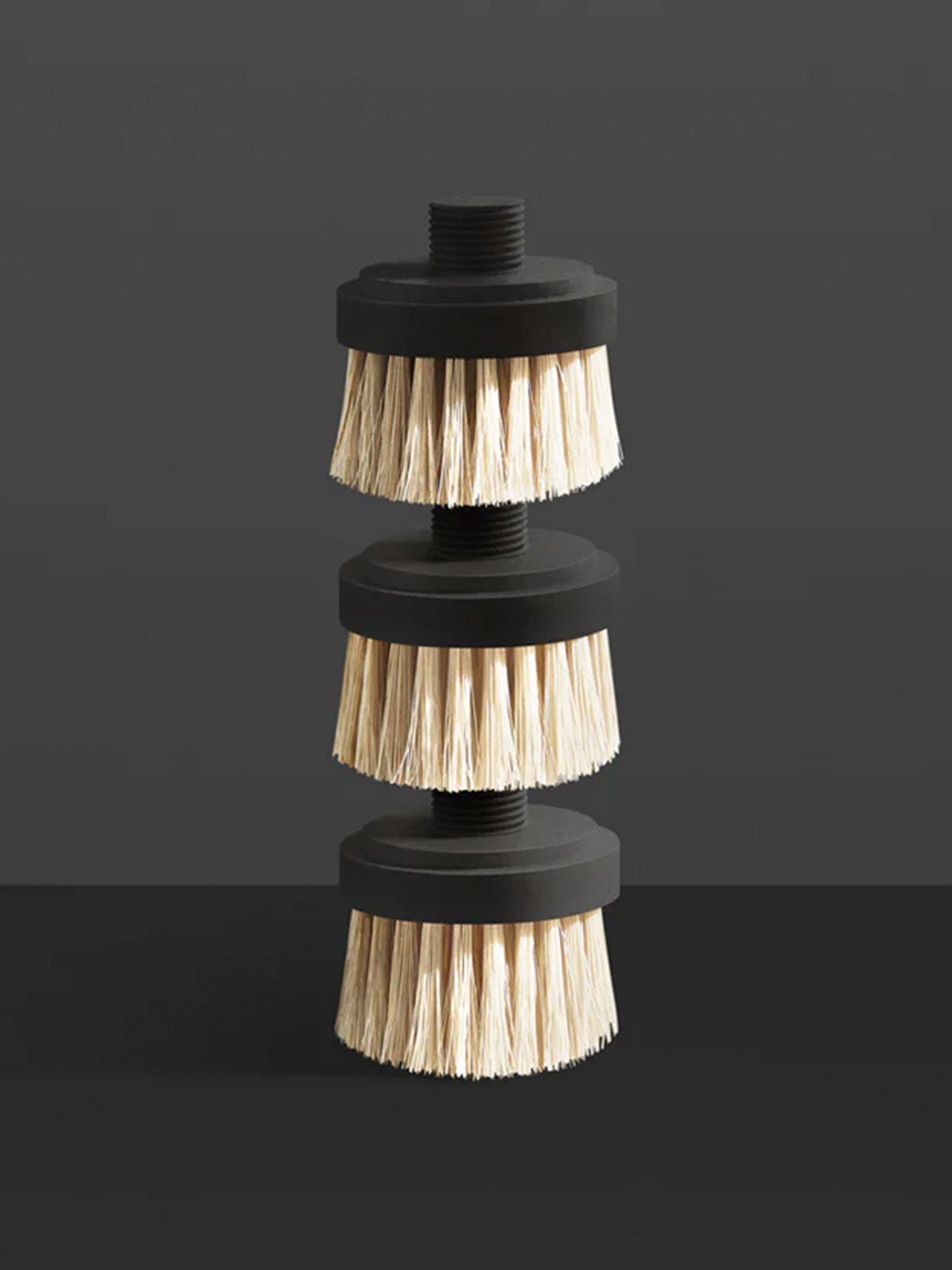 Replacement Brush Heads for The ONE BRUSH by Yeseco - Pack of 3 black sisal fibre brush heads, sustainable refills compatible with The ONE BRUSH magnetic dish scrubber system.
