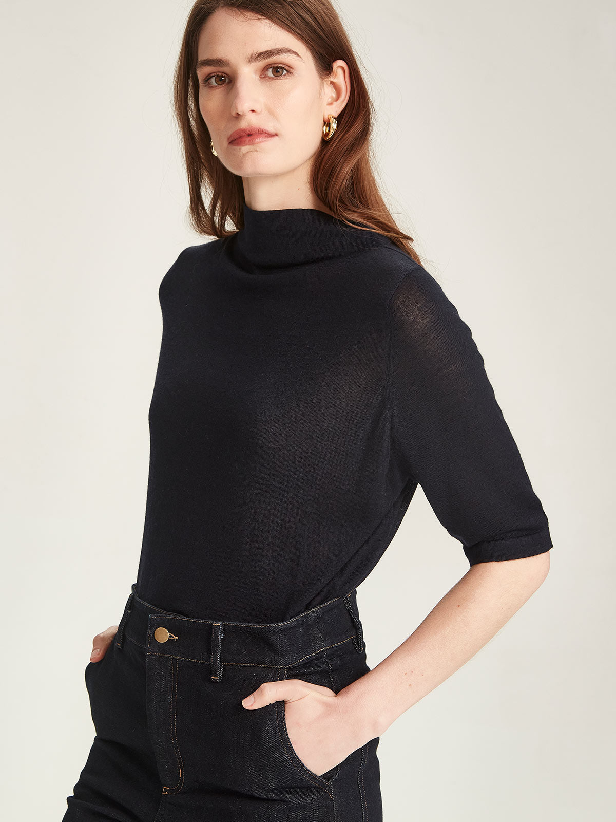 Alina Fine Cashmere Drape Neck Top