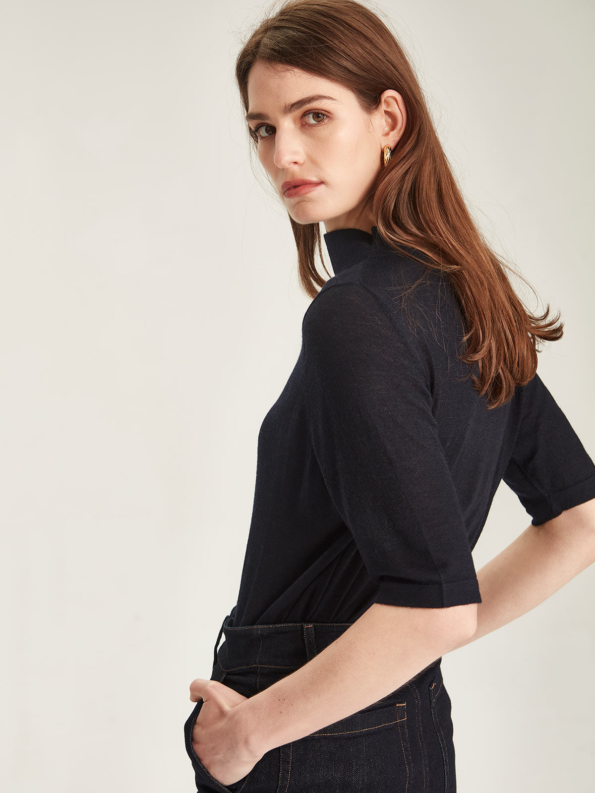 Alina Fine Cashmere Drape Neck Top