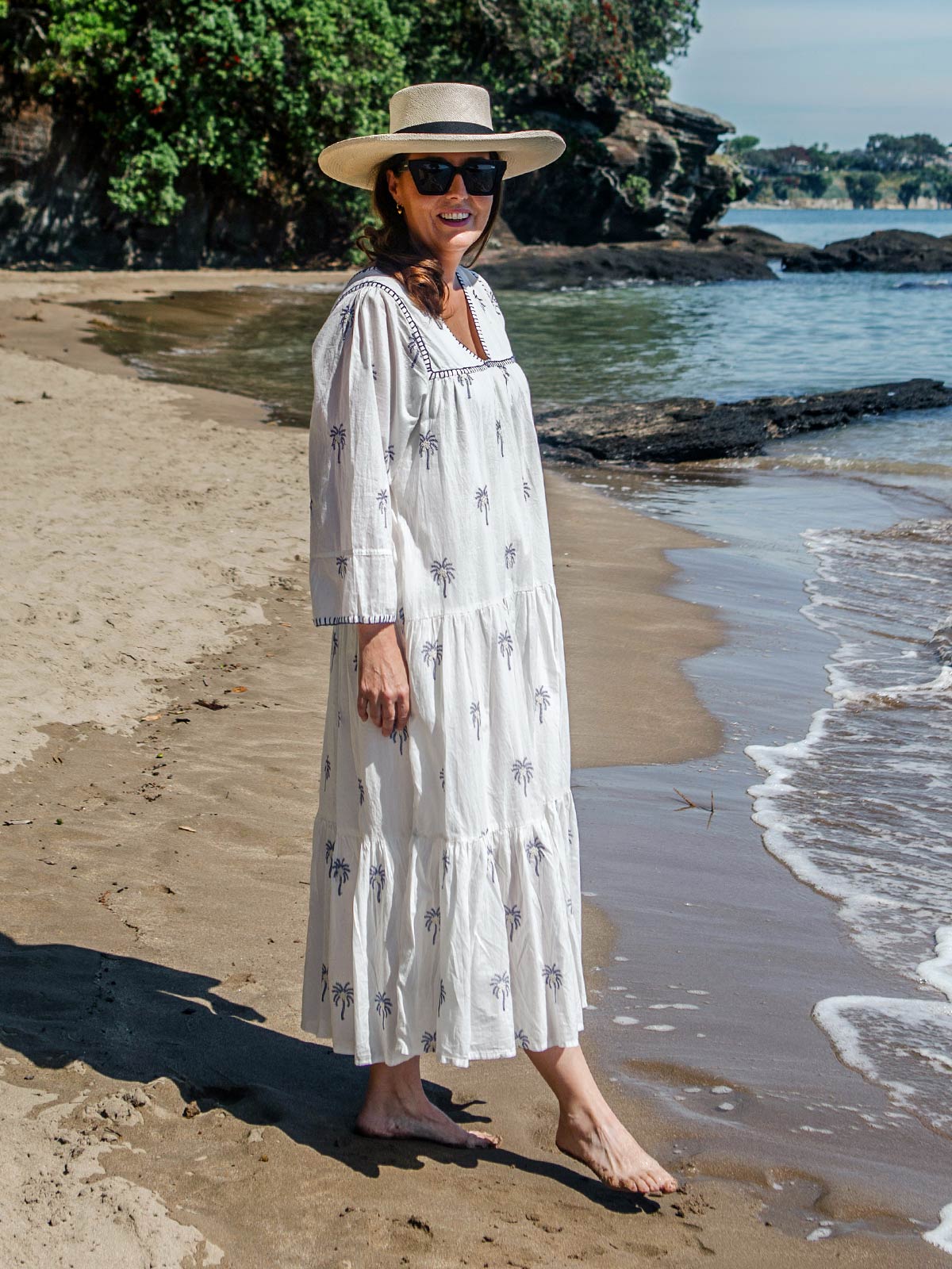 Embroidered Palm Dress