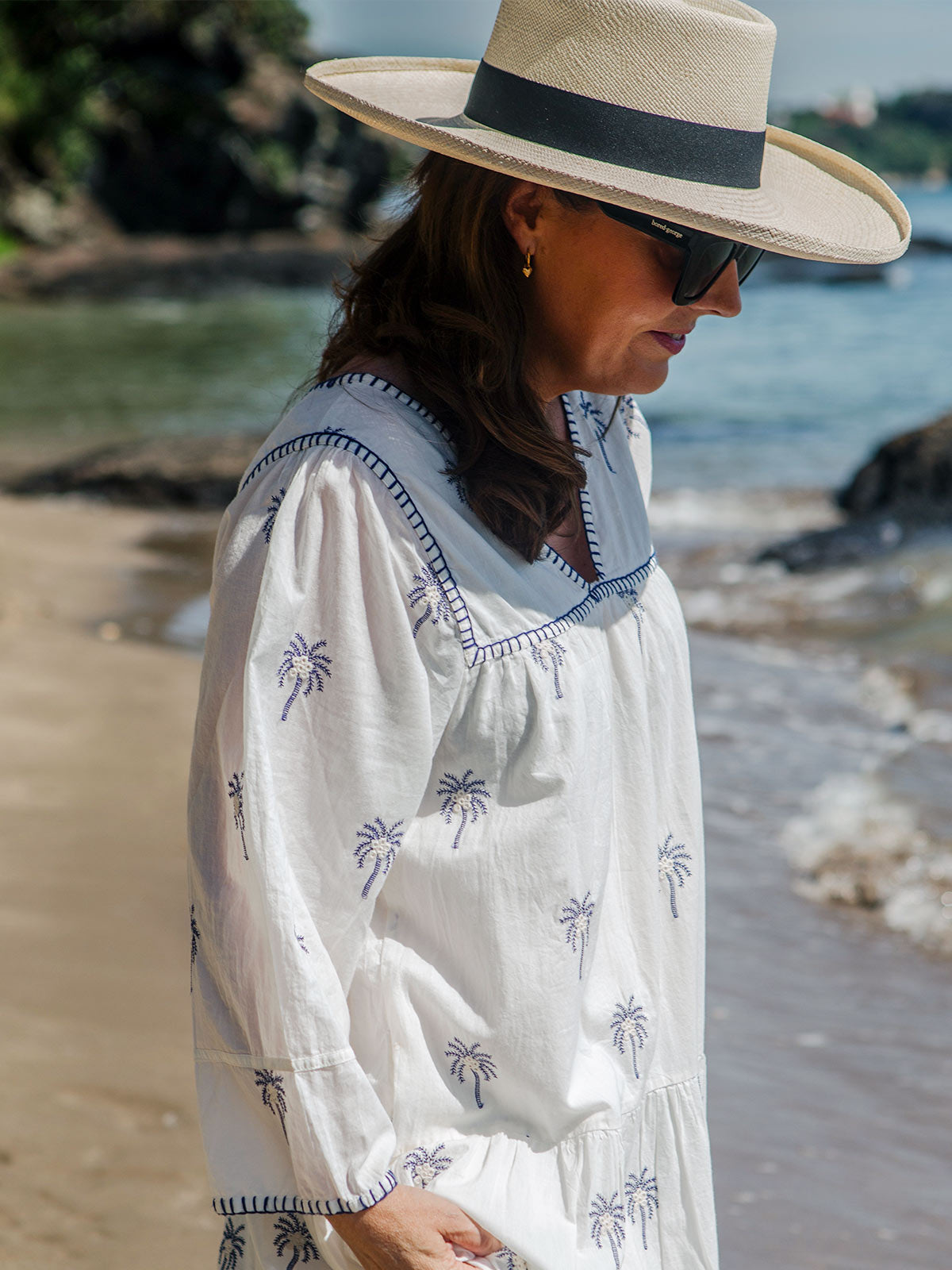 Embroidered Palm Dress