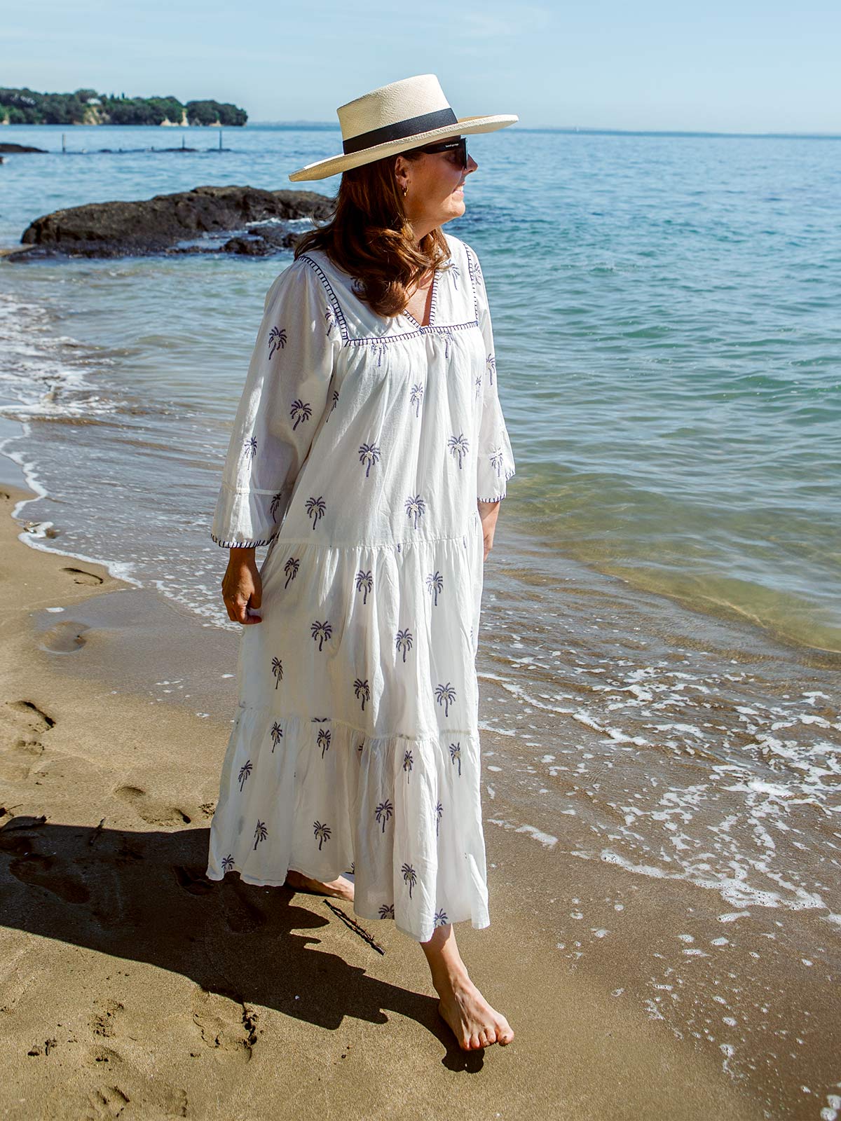 Embroidered Palm Dress