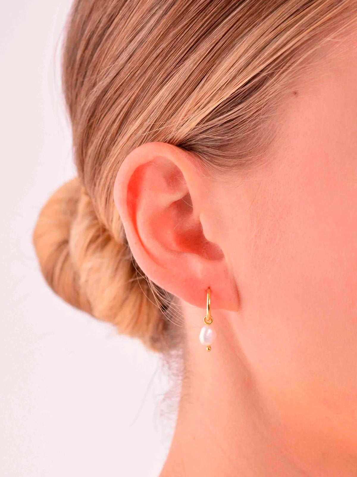 Baroque Pearl Core Hoop Earrings S