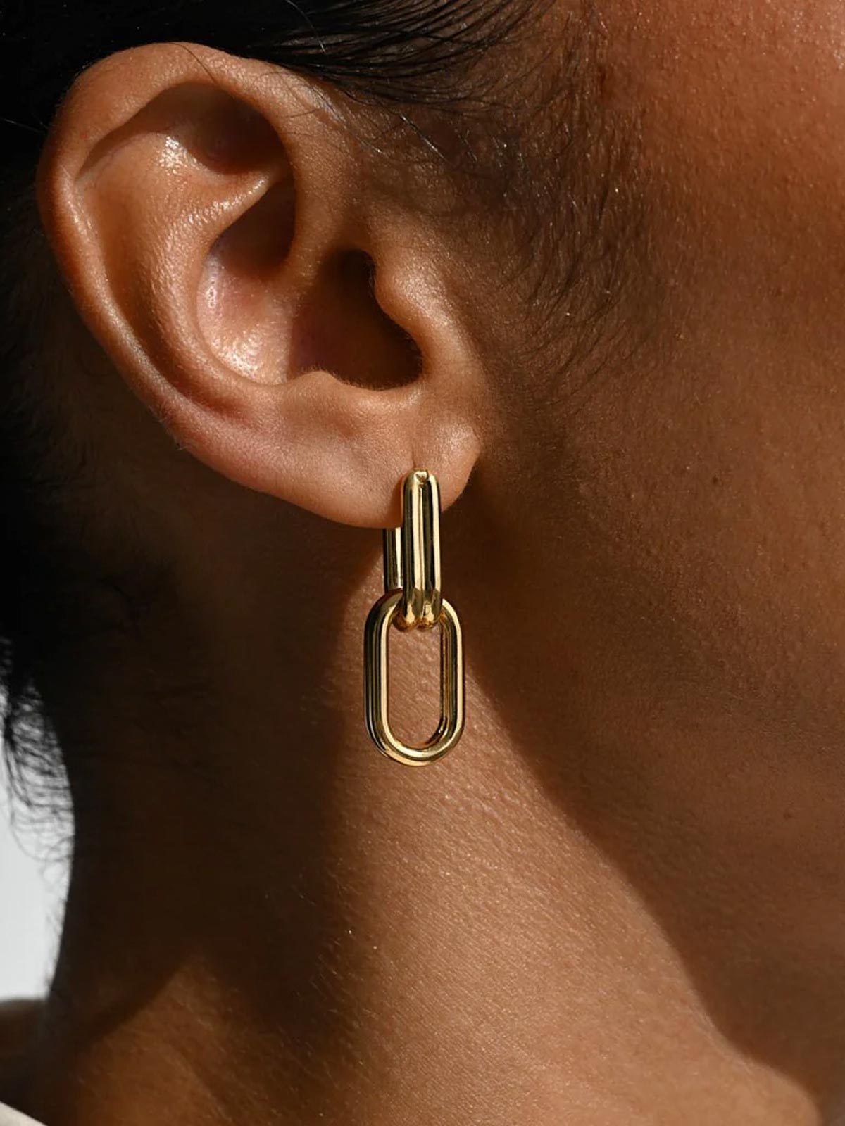 Twofold Linked Hoop Earrings G