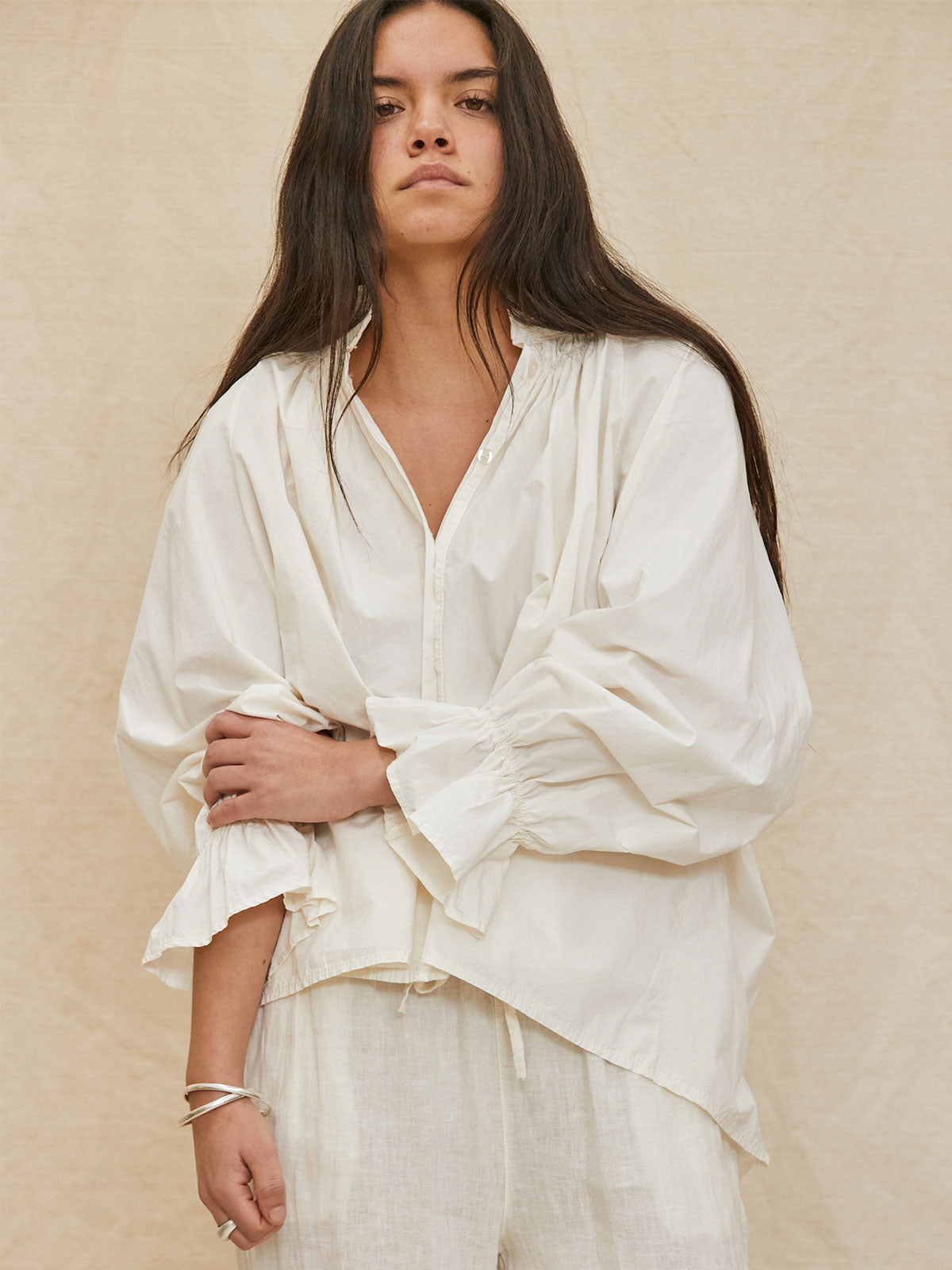 Crema Frilled Blouse