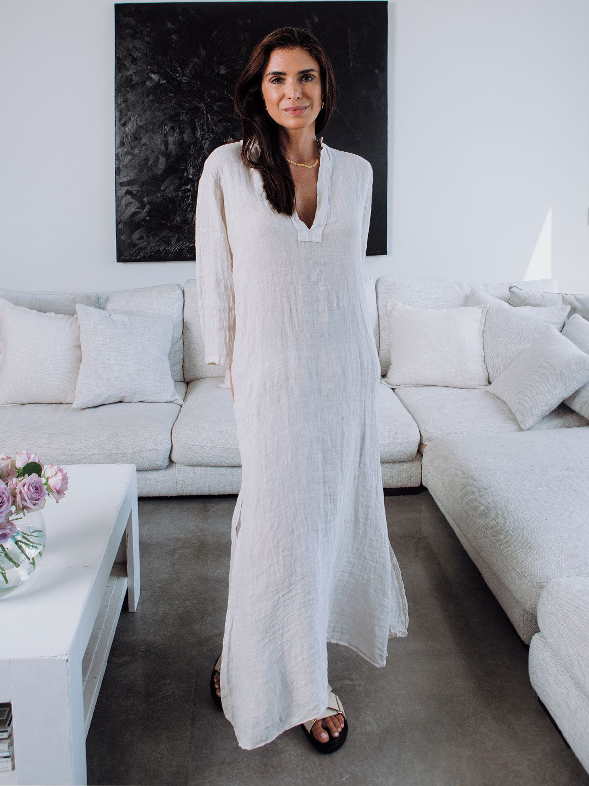 Sandy Linen Kaftan