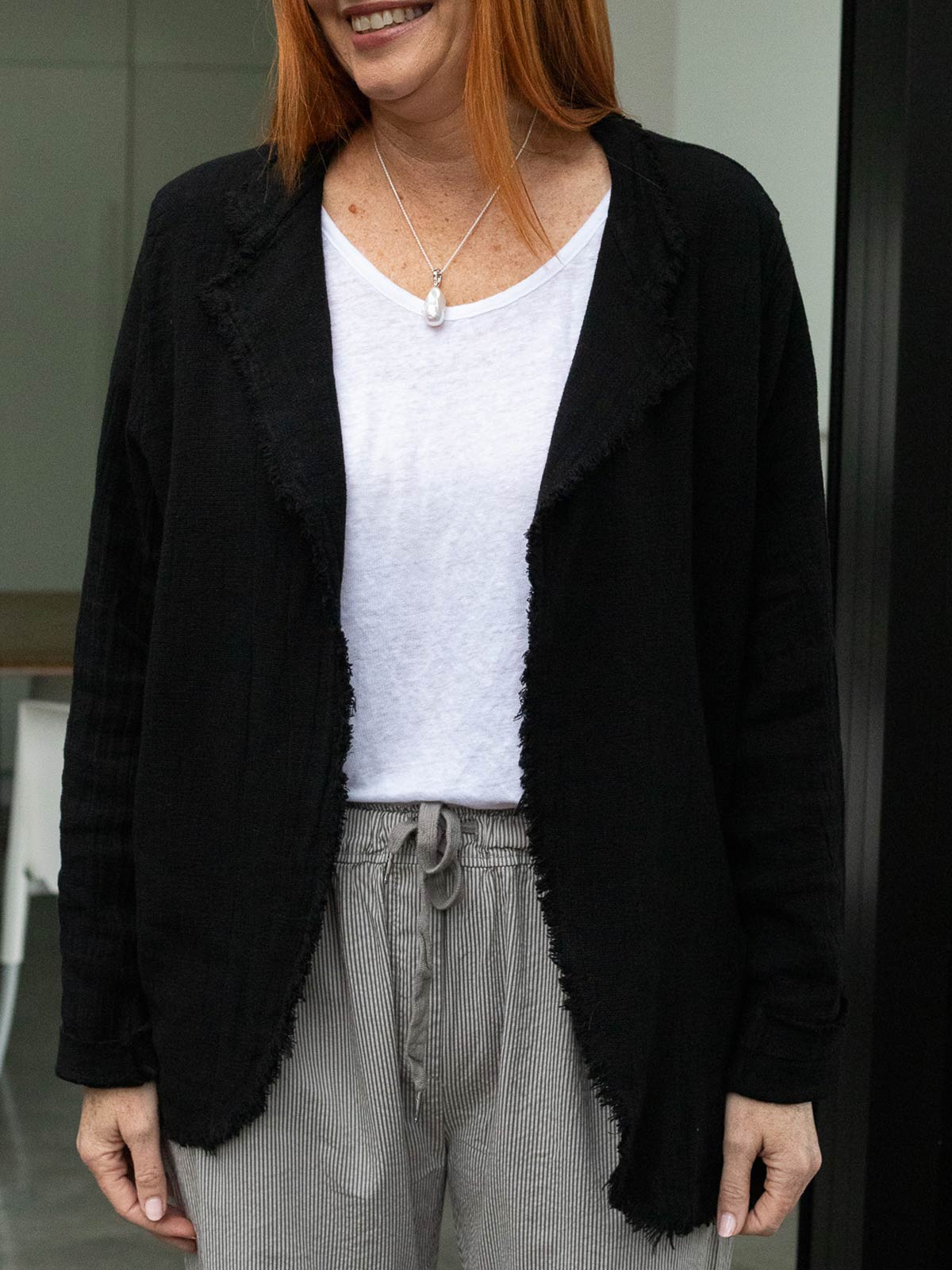 Cottage Beach Raw Linen Blazer