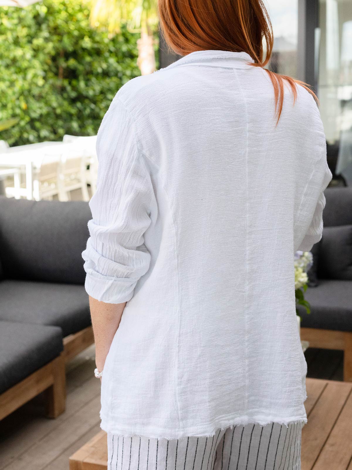 Cottage Beach Raw Linen Blazer