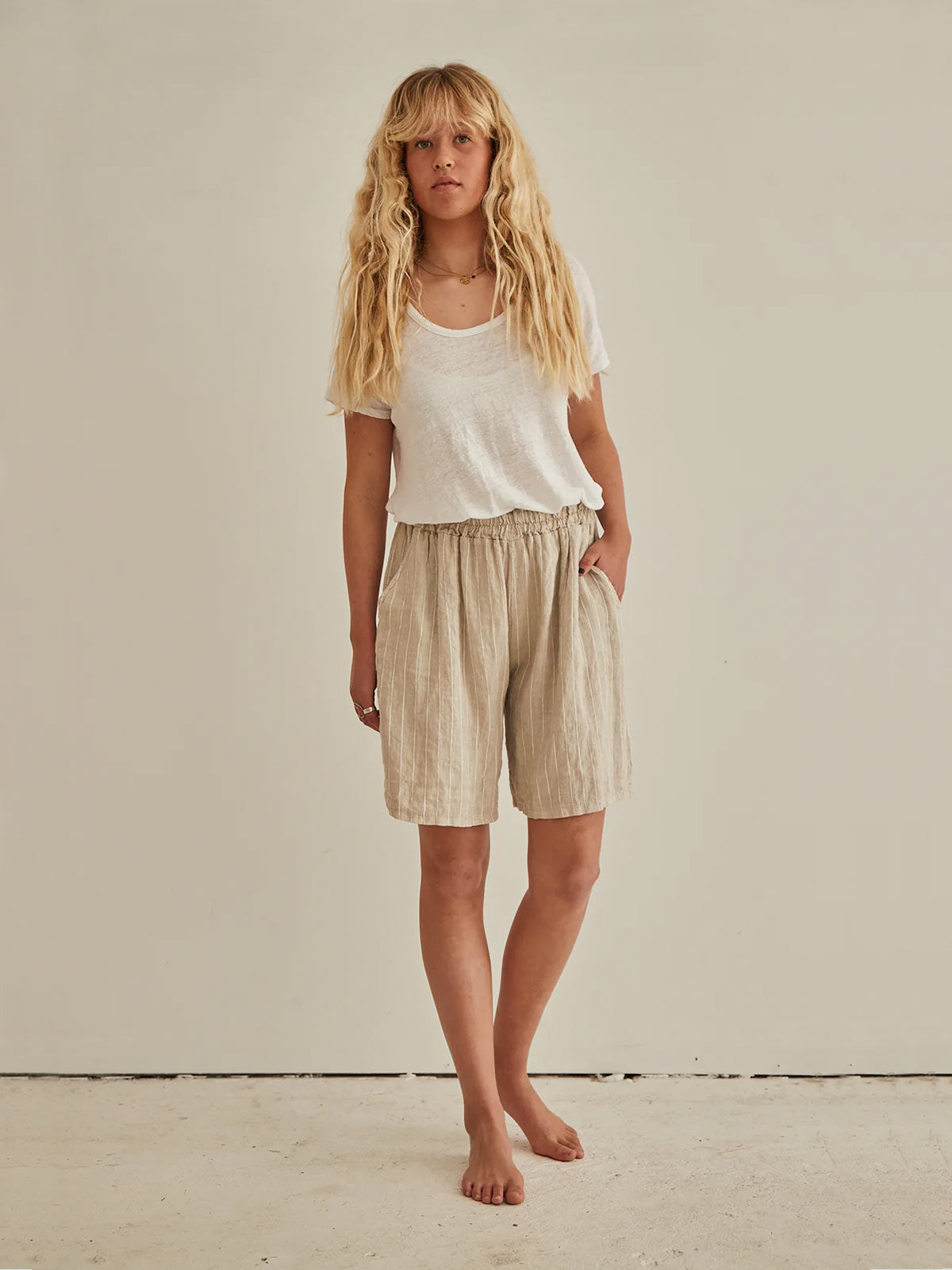 Kutti Stripe Linen Shorts