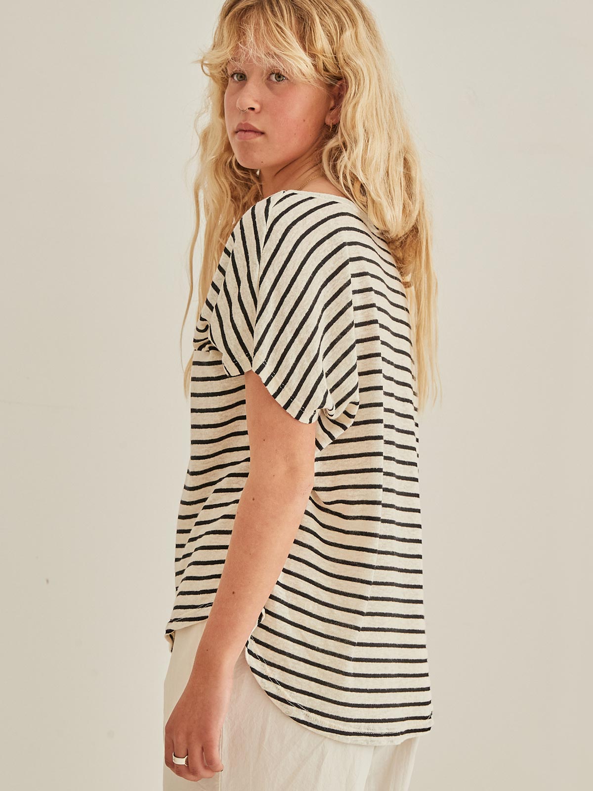 Mudgee V Neck Stripe Tee