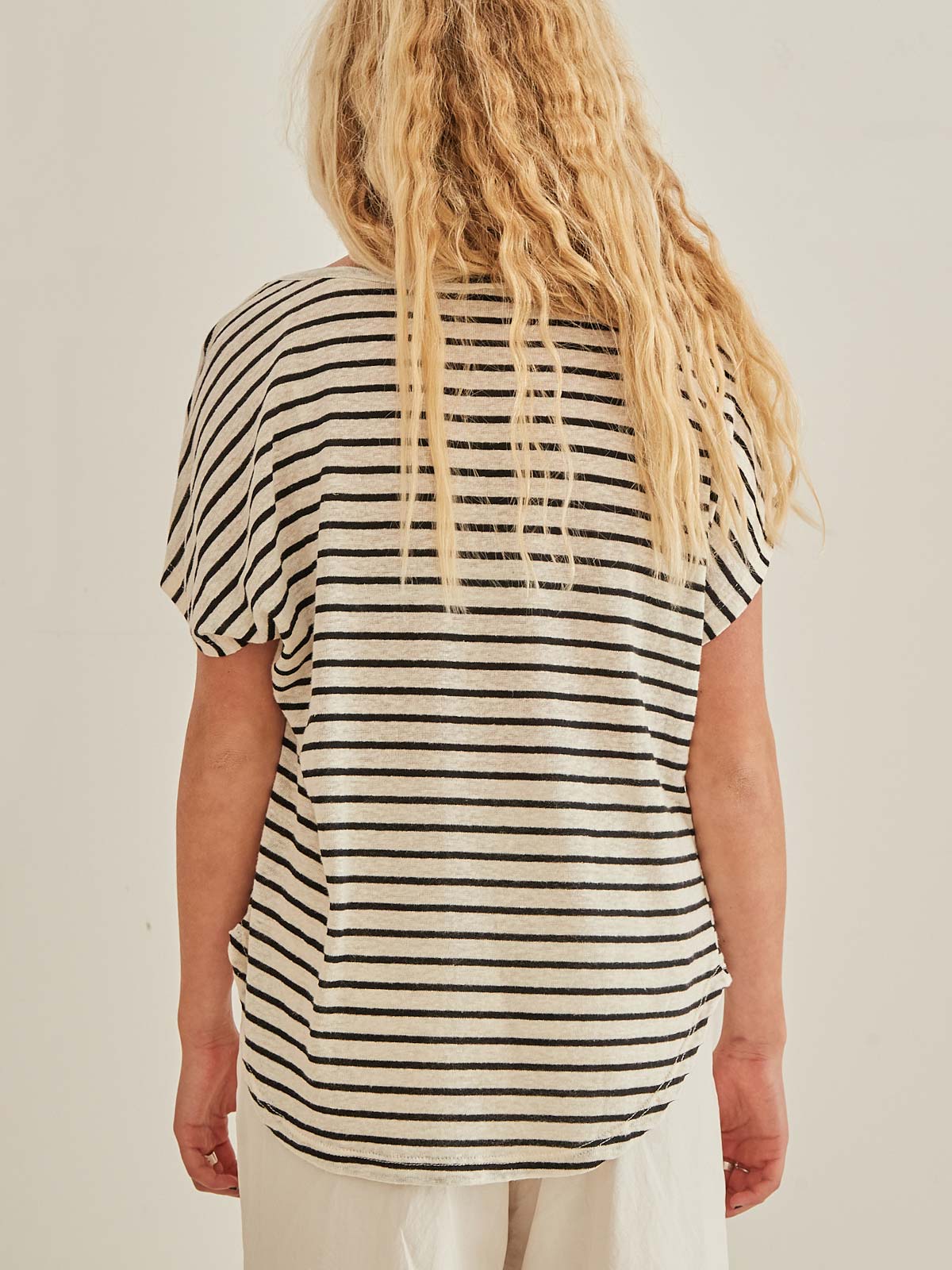 Mudgee V Neck Stripe Tee