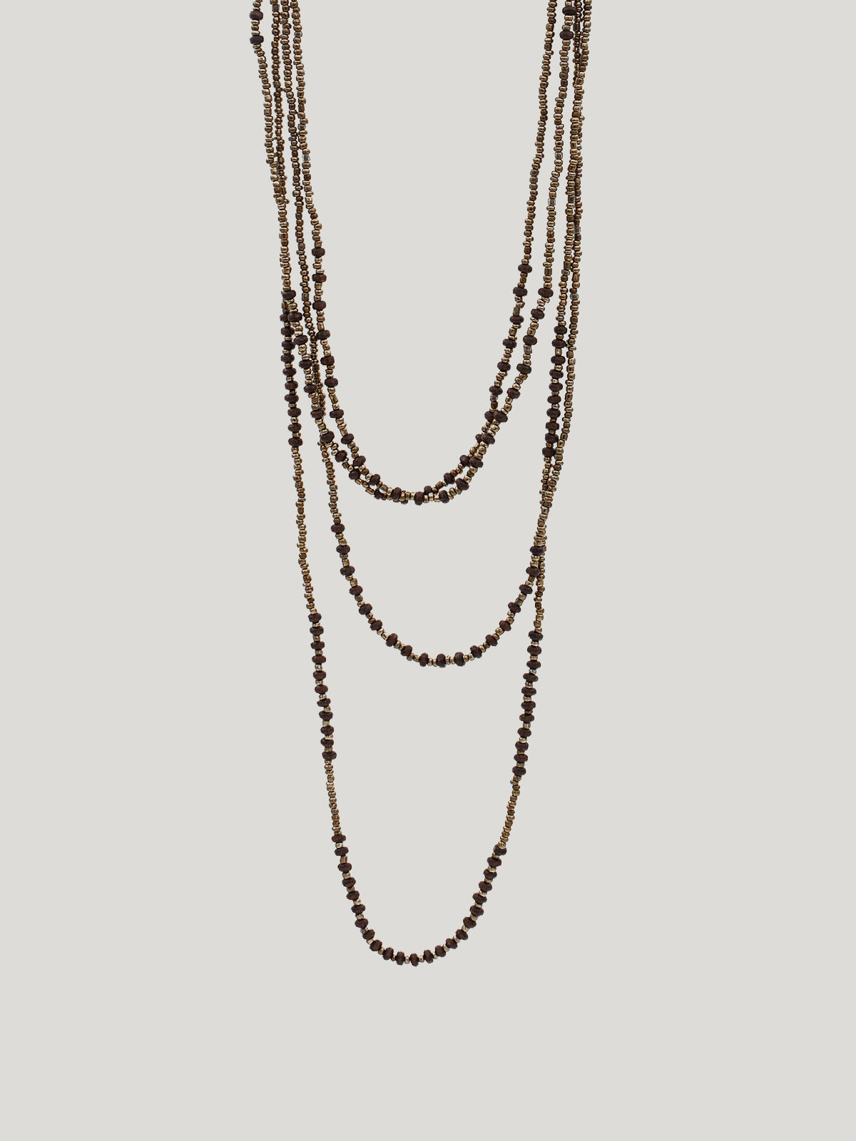 3 Strand Necklace w Wood Beads